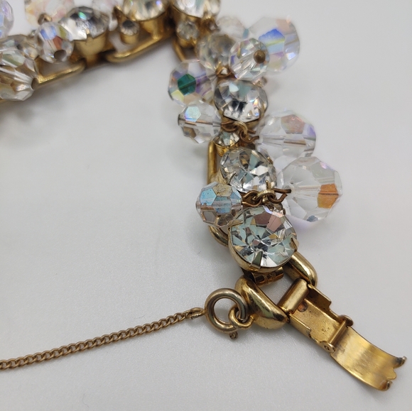 Vintage Gold Tone AB Crystal Bracelet  Statement Piece - Picture 6 of 11